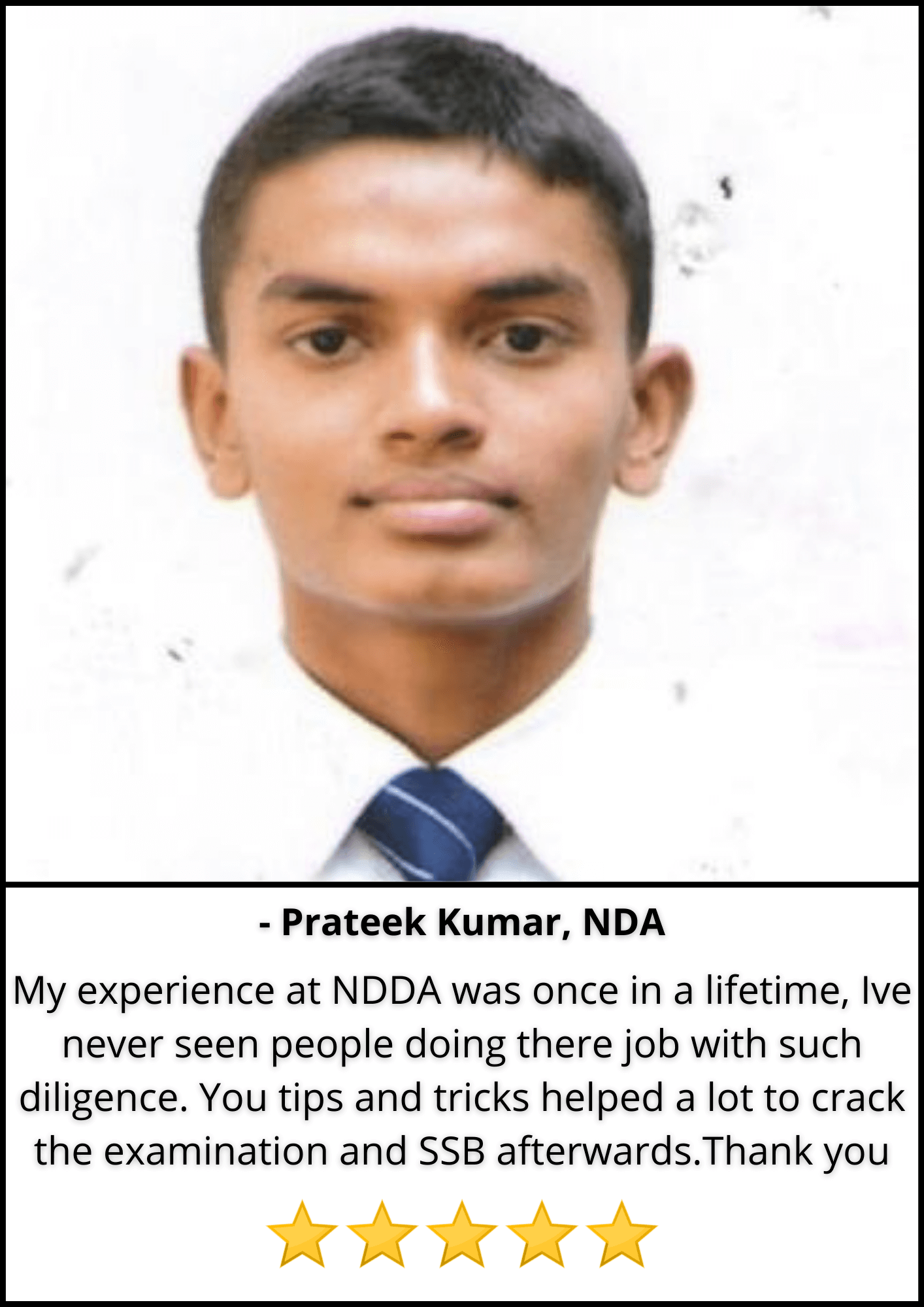 Prateek Kumar, NDA